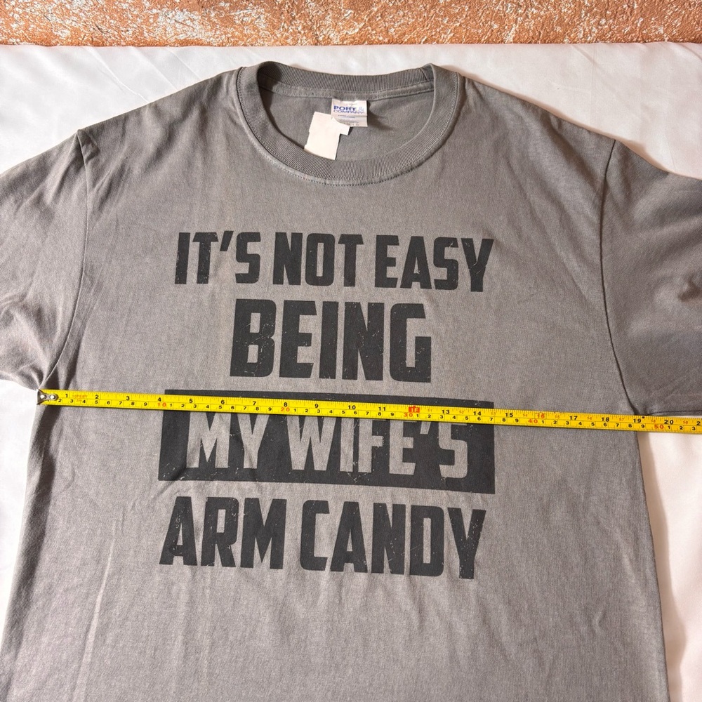Port & Company Mens Graphic Tee Humor Short Sleeve T-Shirt Gray Size Medium - Picture 9 of 12